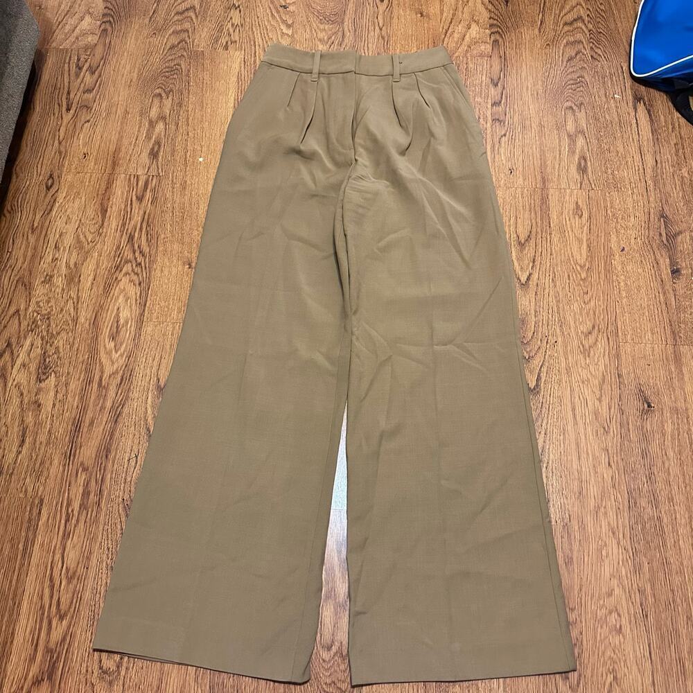 Rag & Bone camel wool blend wide pleated pants casual career size 4 unlined